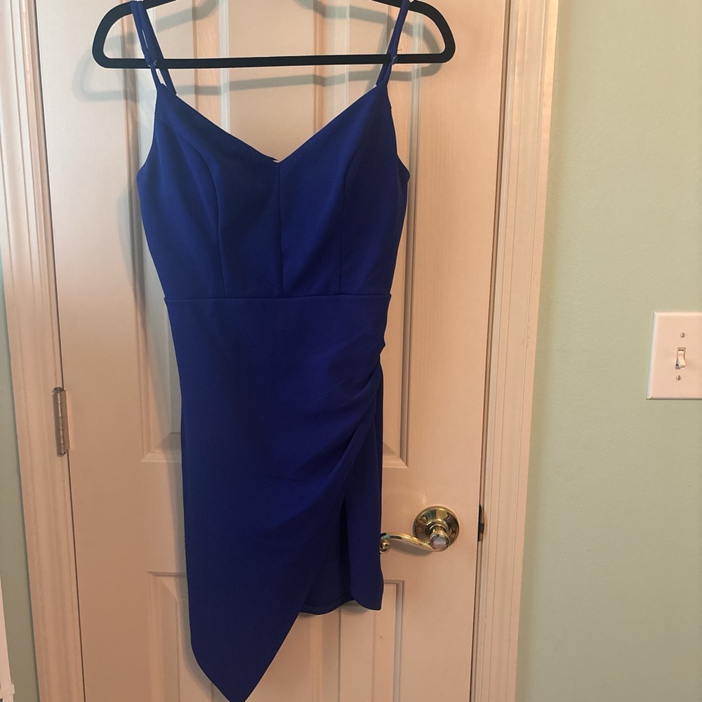 Emerald Sundae Royal Blue Asymmetrical Dress